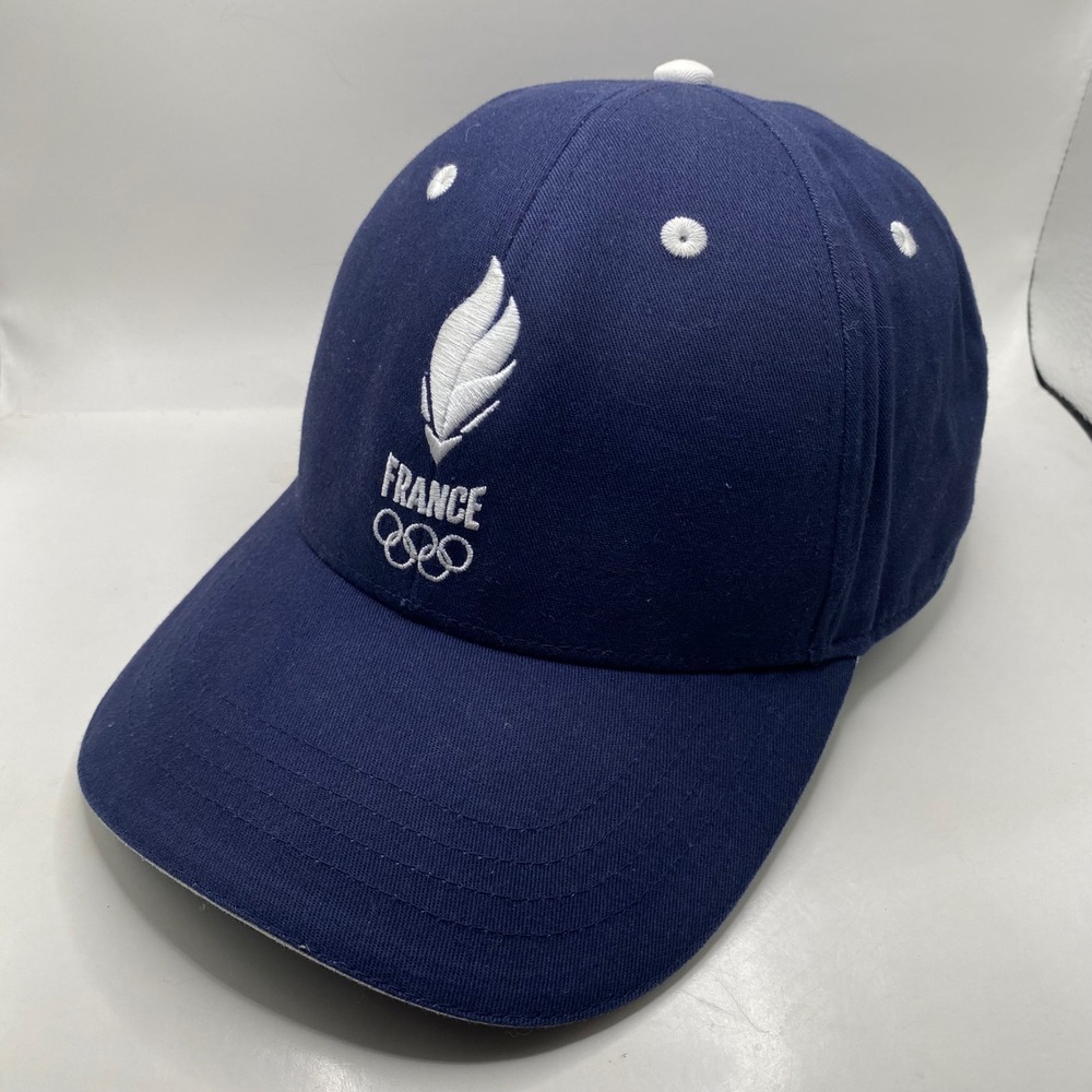 FRANCE Decathlon Paris 2024 Olympic Hat Unisex M Navy Blue Cotton Embroidered